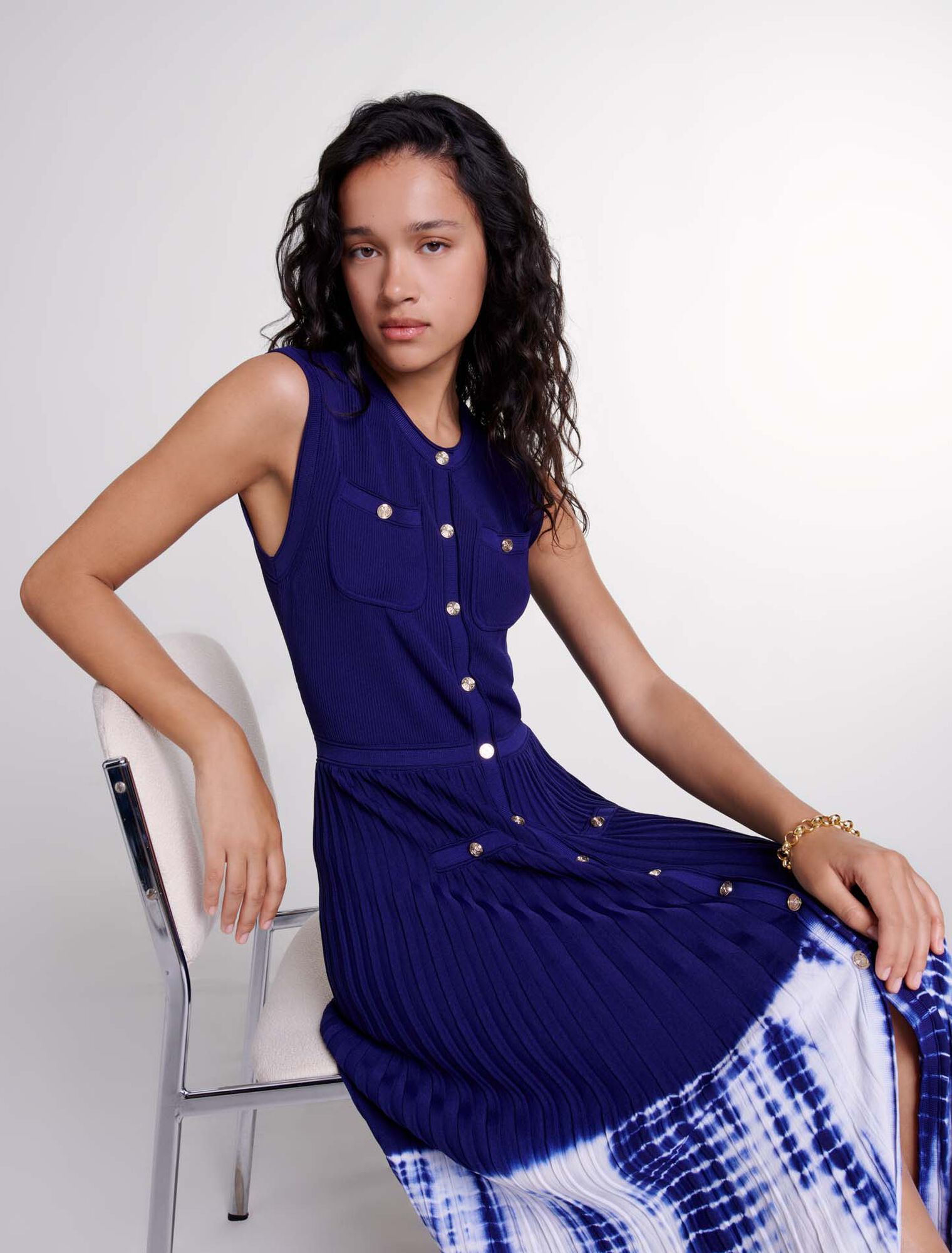 Tie-dye knit maxi dress