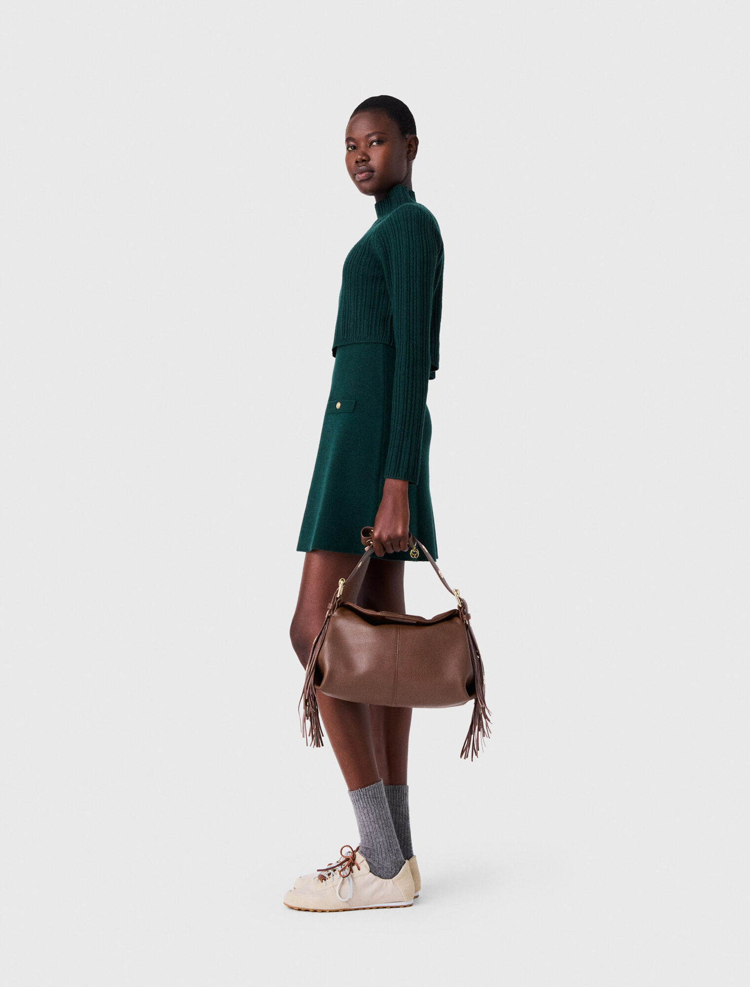 Knit dress with removable sweater