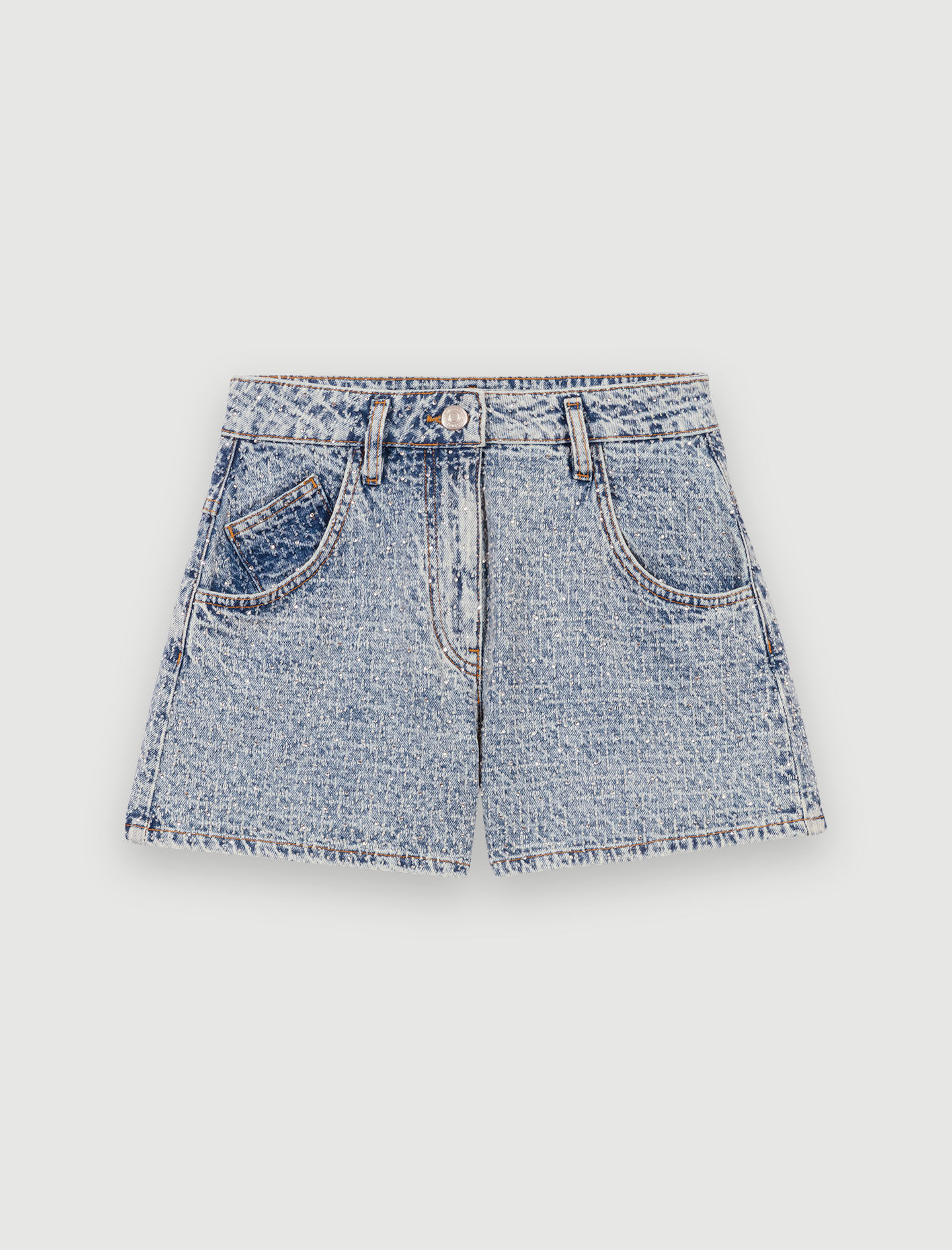 Diamond and jacquard denim shorts Blue for Women | Maje