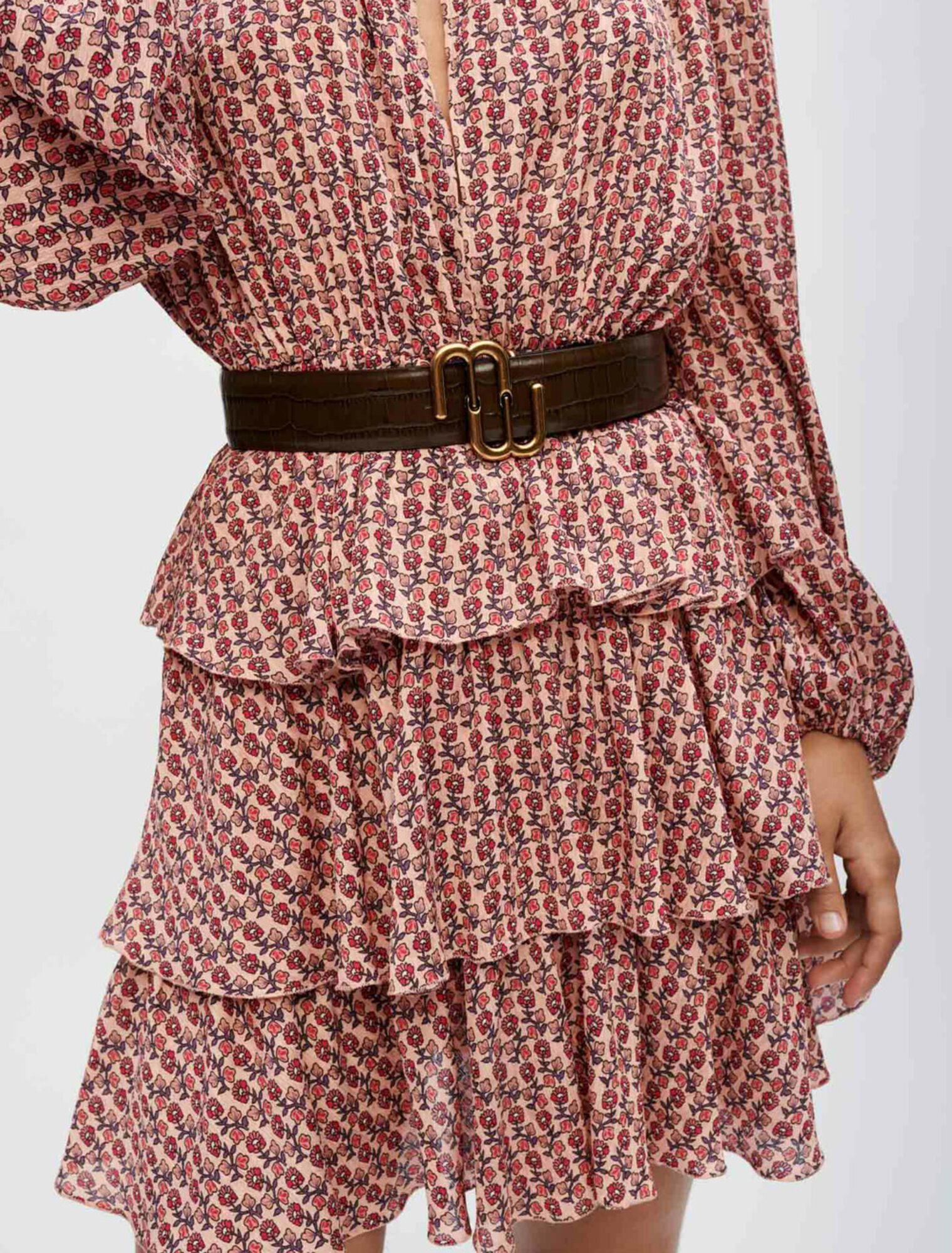 Flounced printed flowing dress