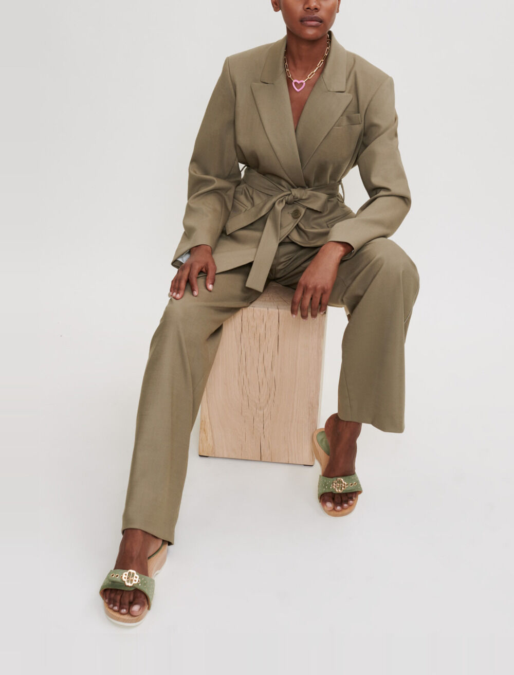 Oversized tailored jacket Khaki for Women | Maje