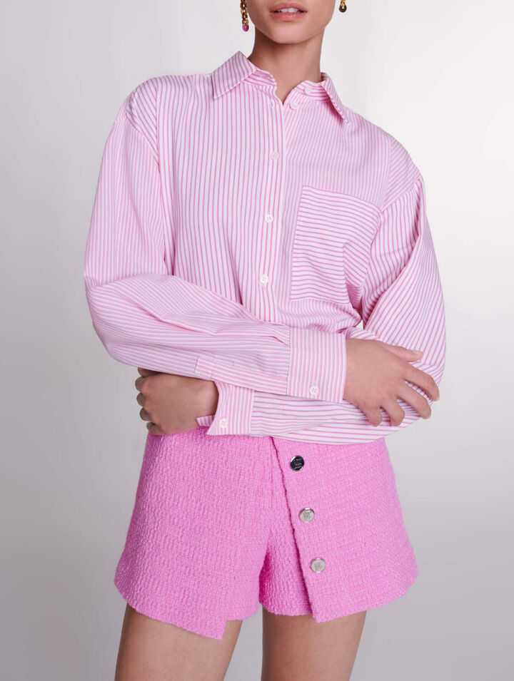 Panelled tweed shorts