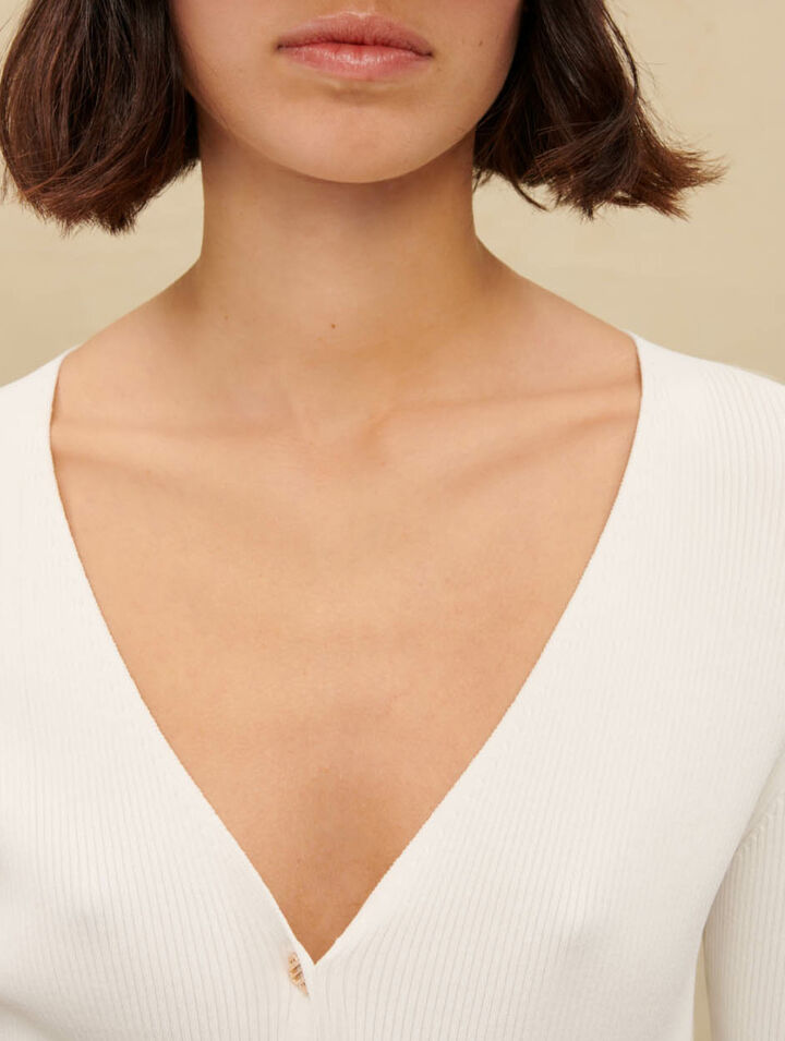 Ribbed V-neck top