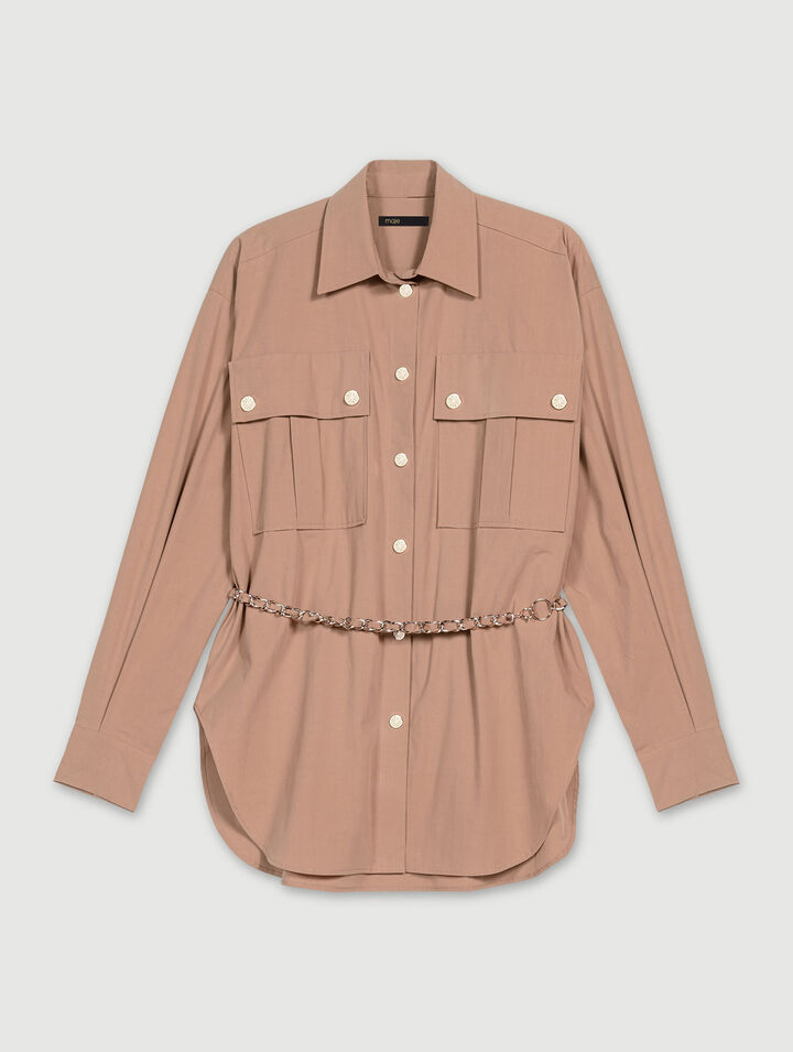 Belted long shirt