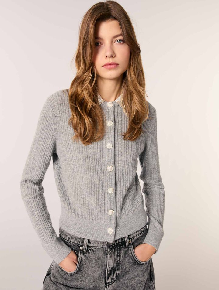 Cardigan with removable collar