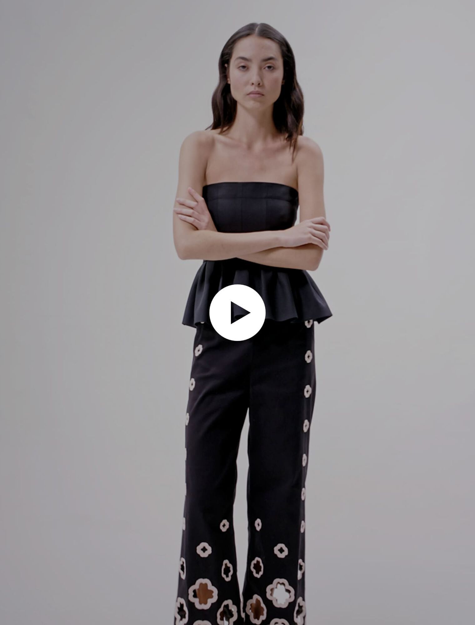 Wide-leg crochet trousers