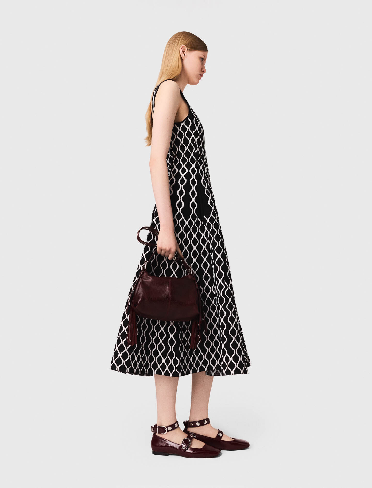 Jacquard knit midi dress Bicolor for Women | Maje