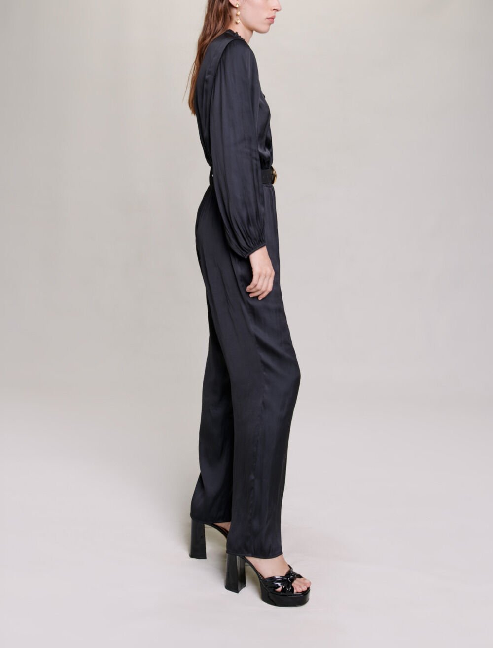 【売れ筋】 / Black jumpsuit cinched black Long Gray Jumpshort - ショルダーバッグ