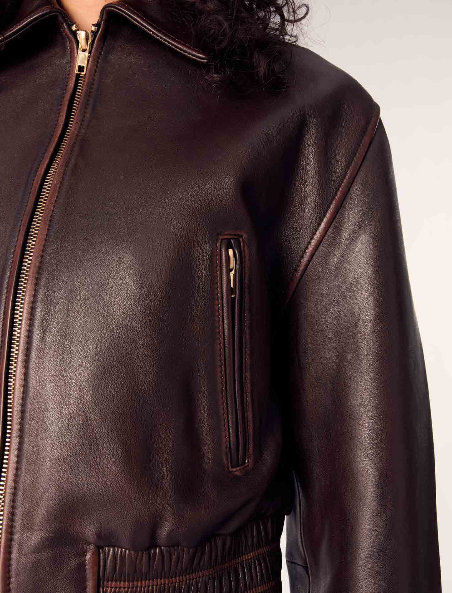 Vintage leather jacket - Leather jackets | Maje