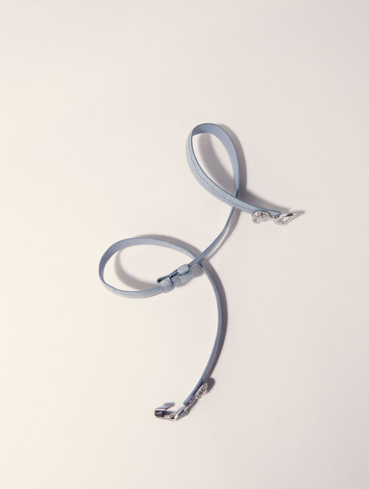 Thin leather belt with lion bit