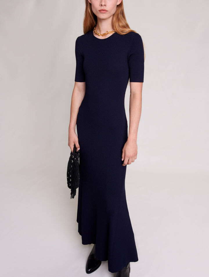 Long cut-out knit dress