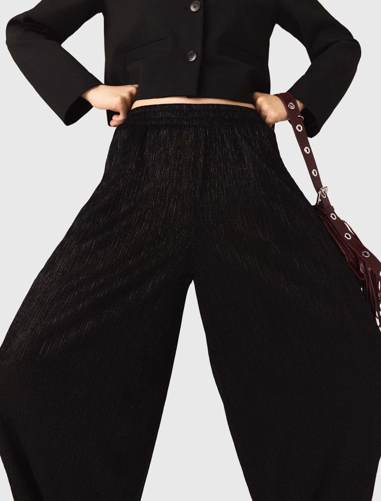 Metallic harem trousers