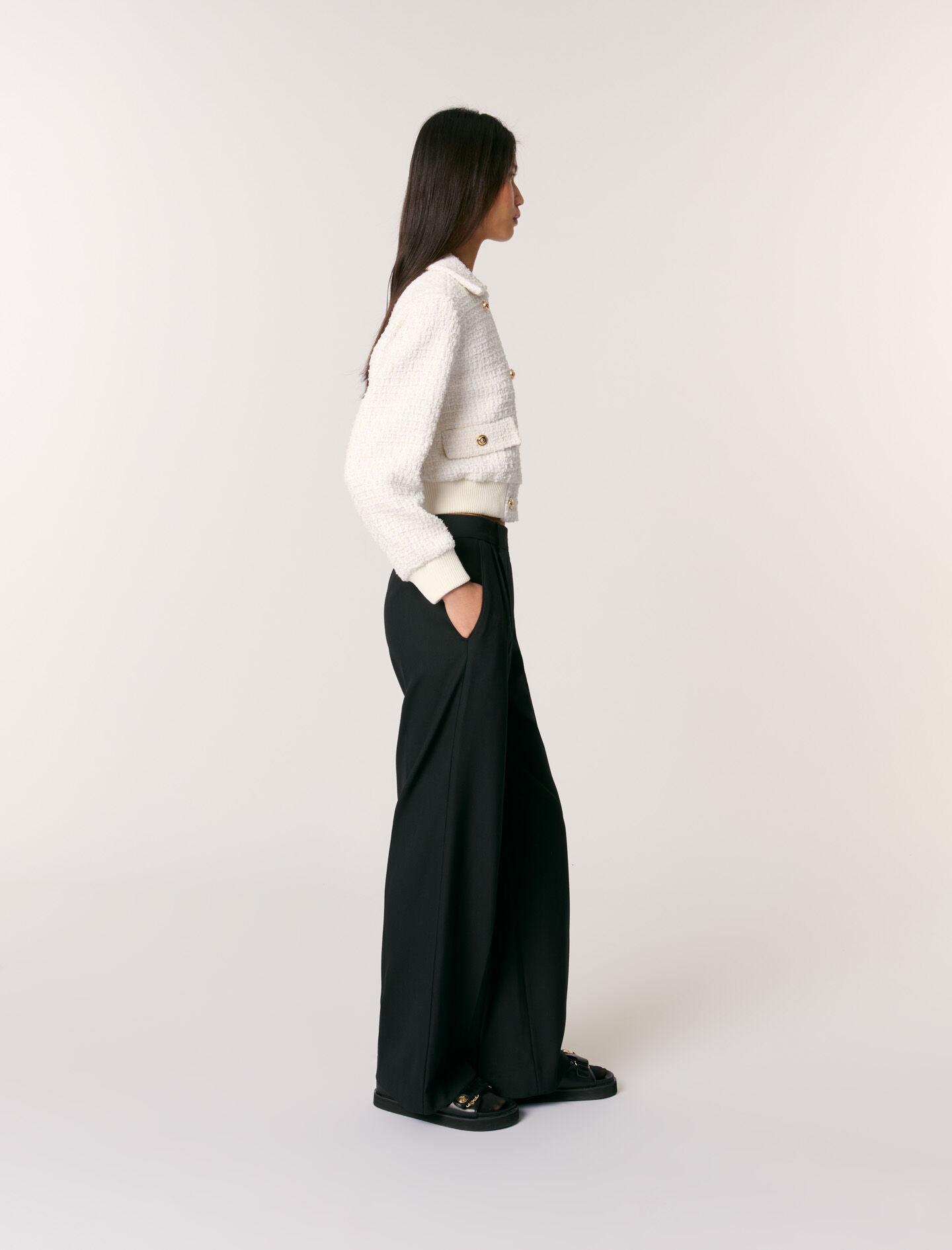 【I AM MARI】Soebe Square Double Short Jacket Short tweed jacket White for Women | Maje