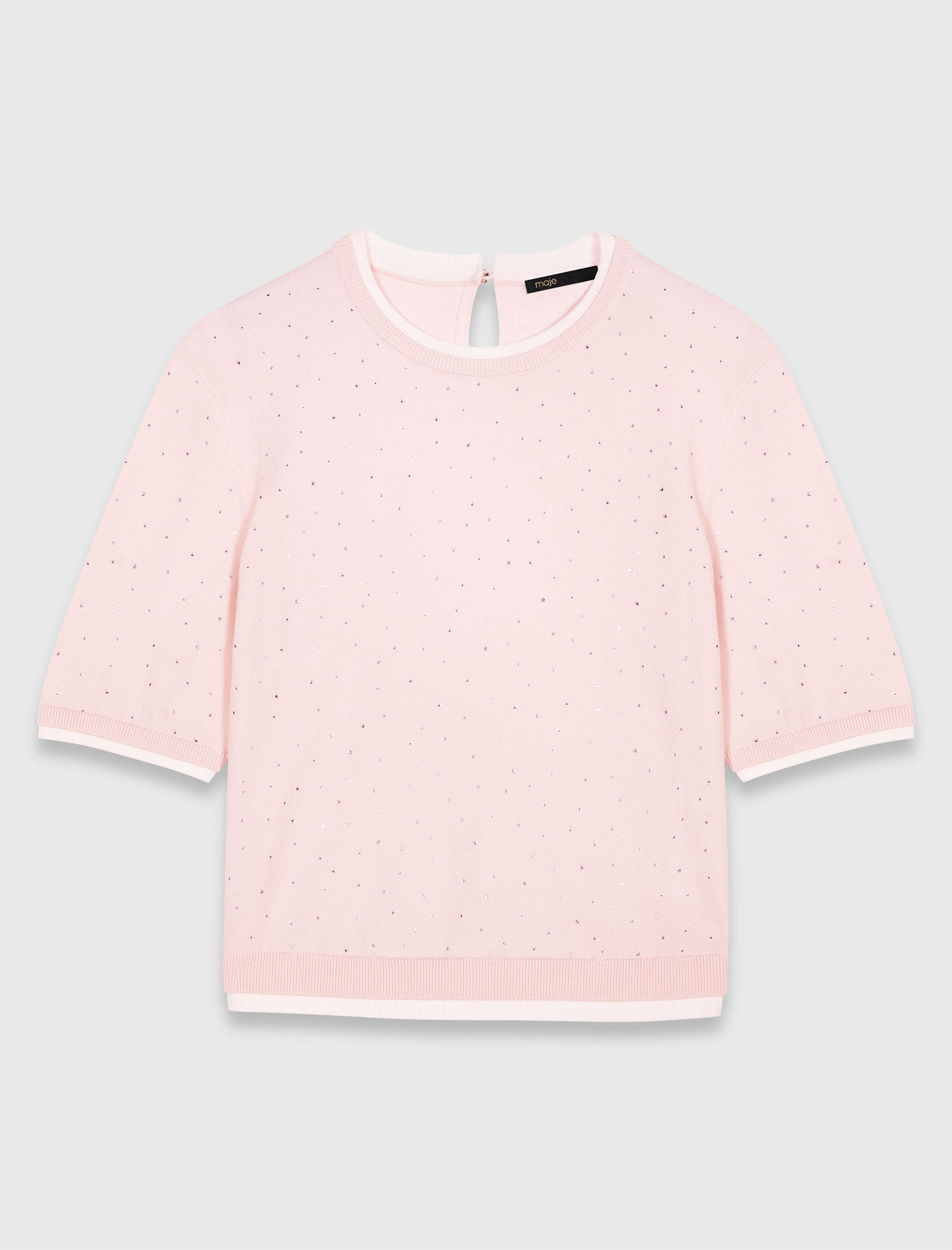 100% wool short-sleeve jumper Pink for Women | Maje