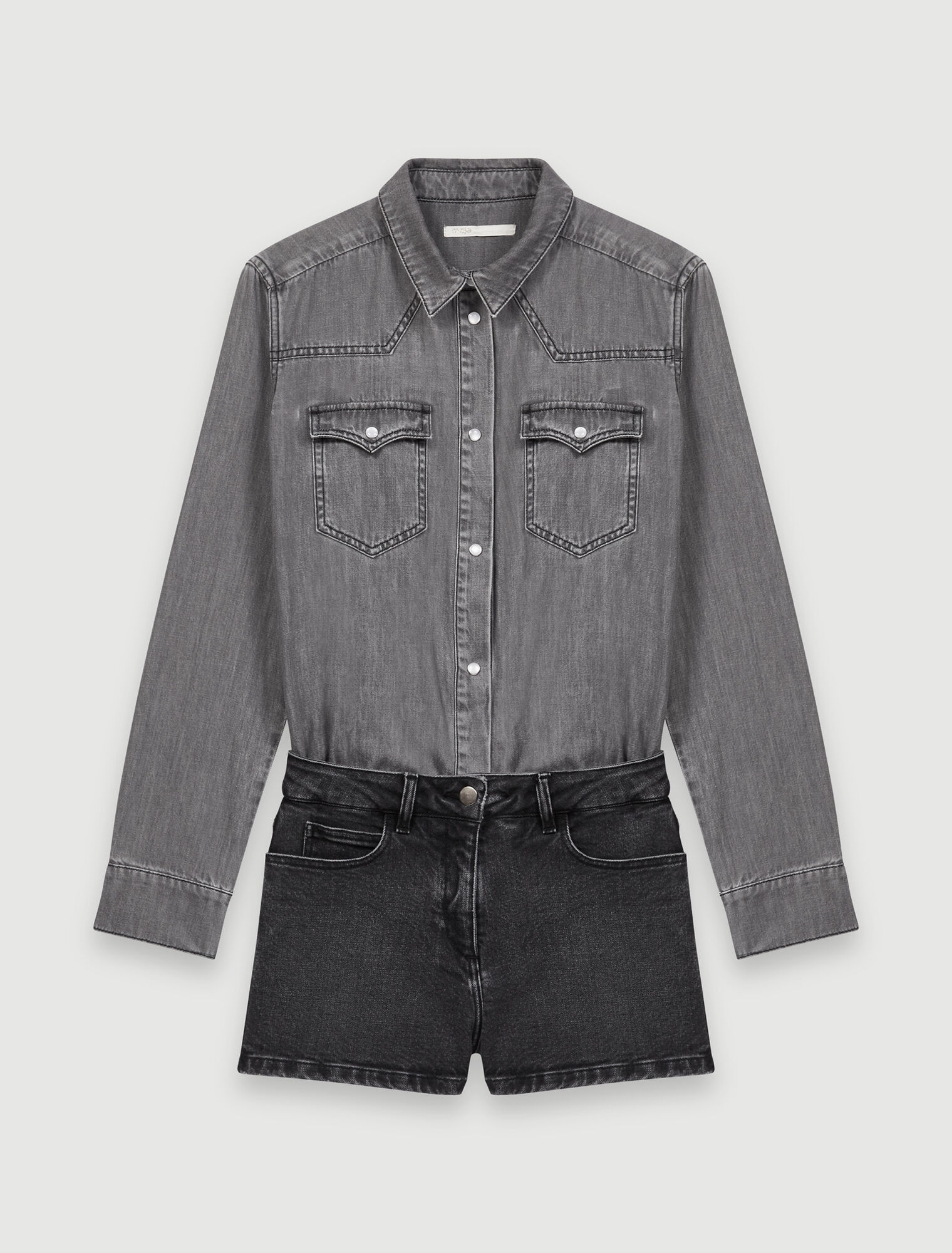 Trompe-l'oeil effect denim jumpsuit