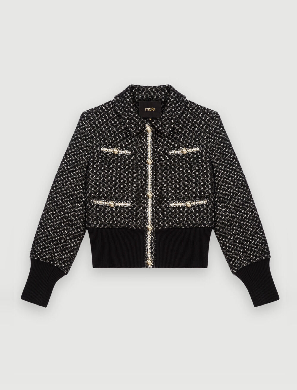 Tweed jacket Black / Gray for Women | Maje