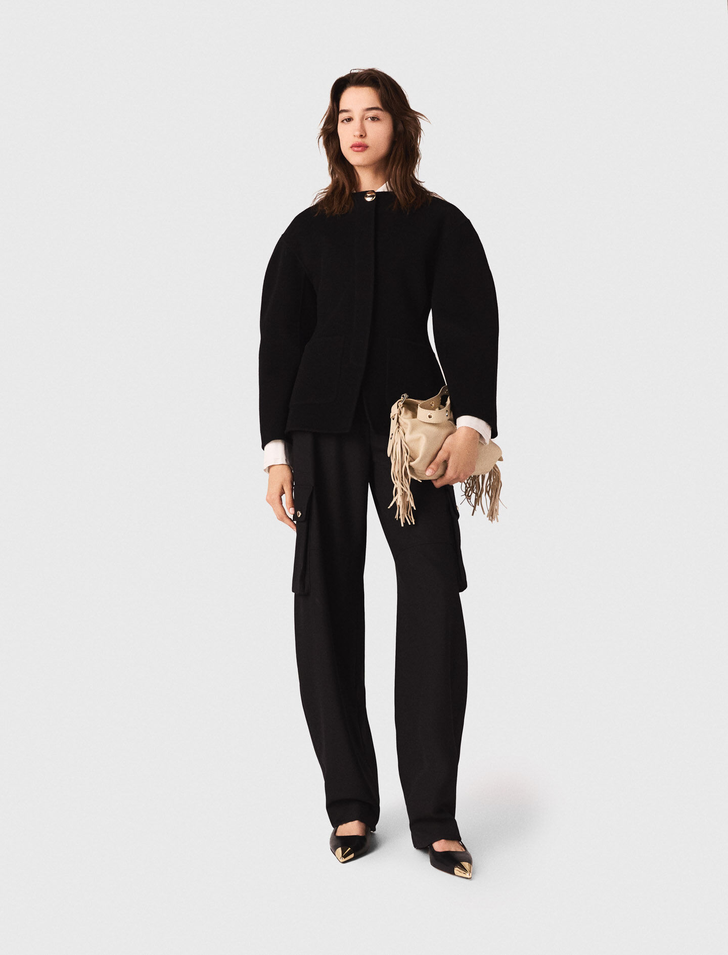 Mさま専用maje ブラック ダブルブレスト肉厚コート 36 美品 Double-faced coat Black / Gray for Women | Maje