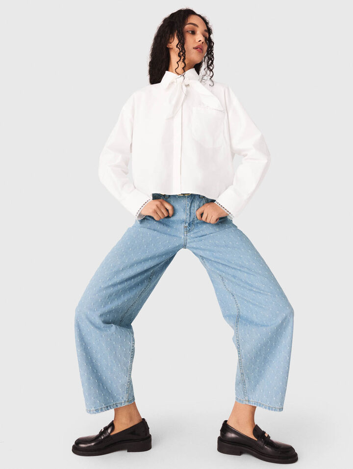 Textured balloon jeans