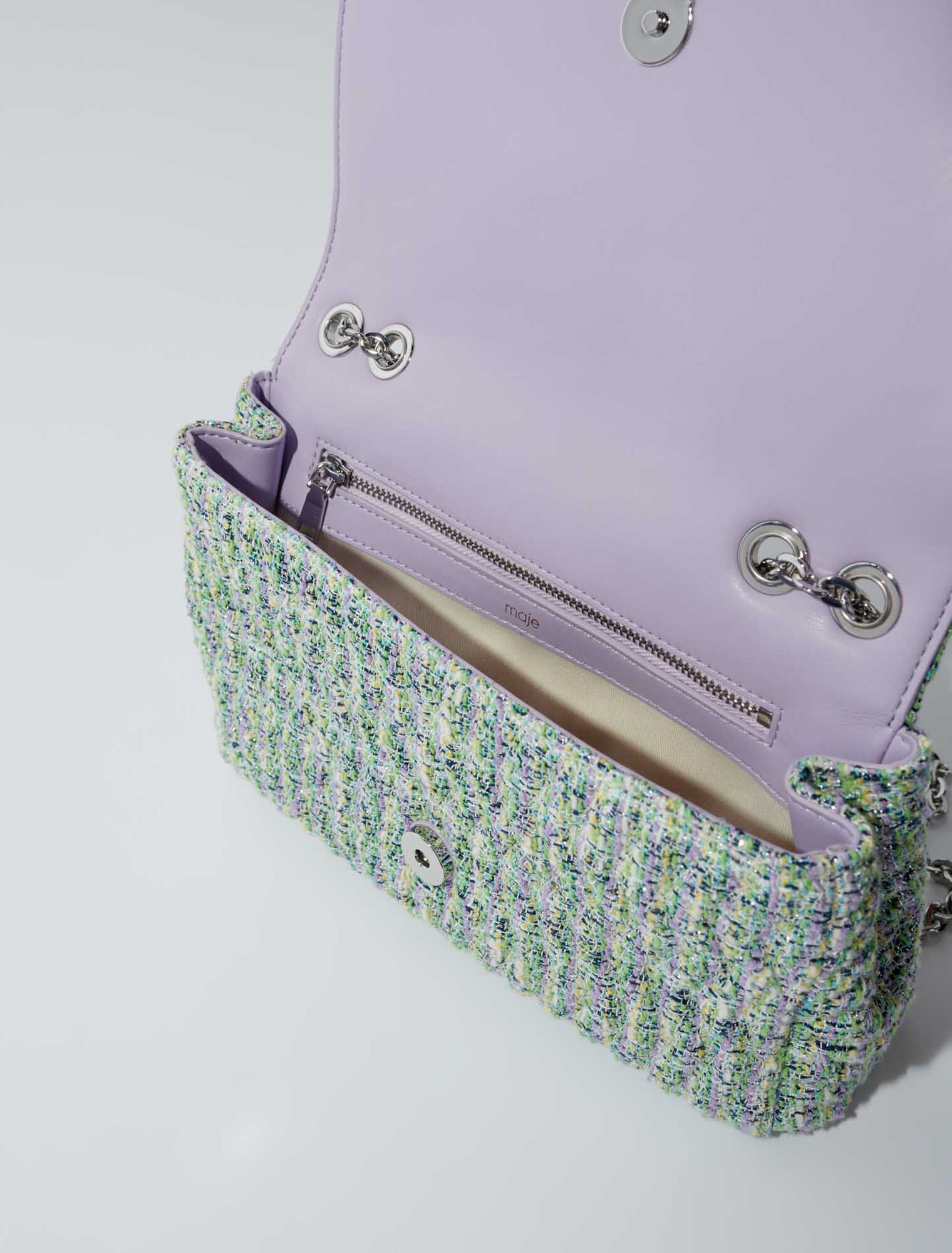 Clover bag with tweed chains