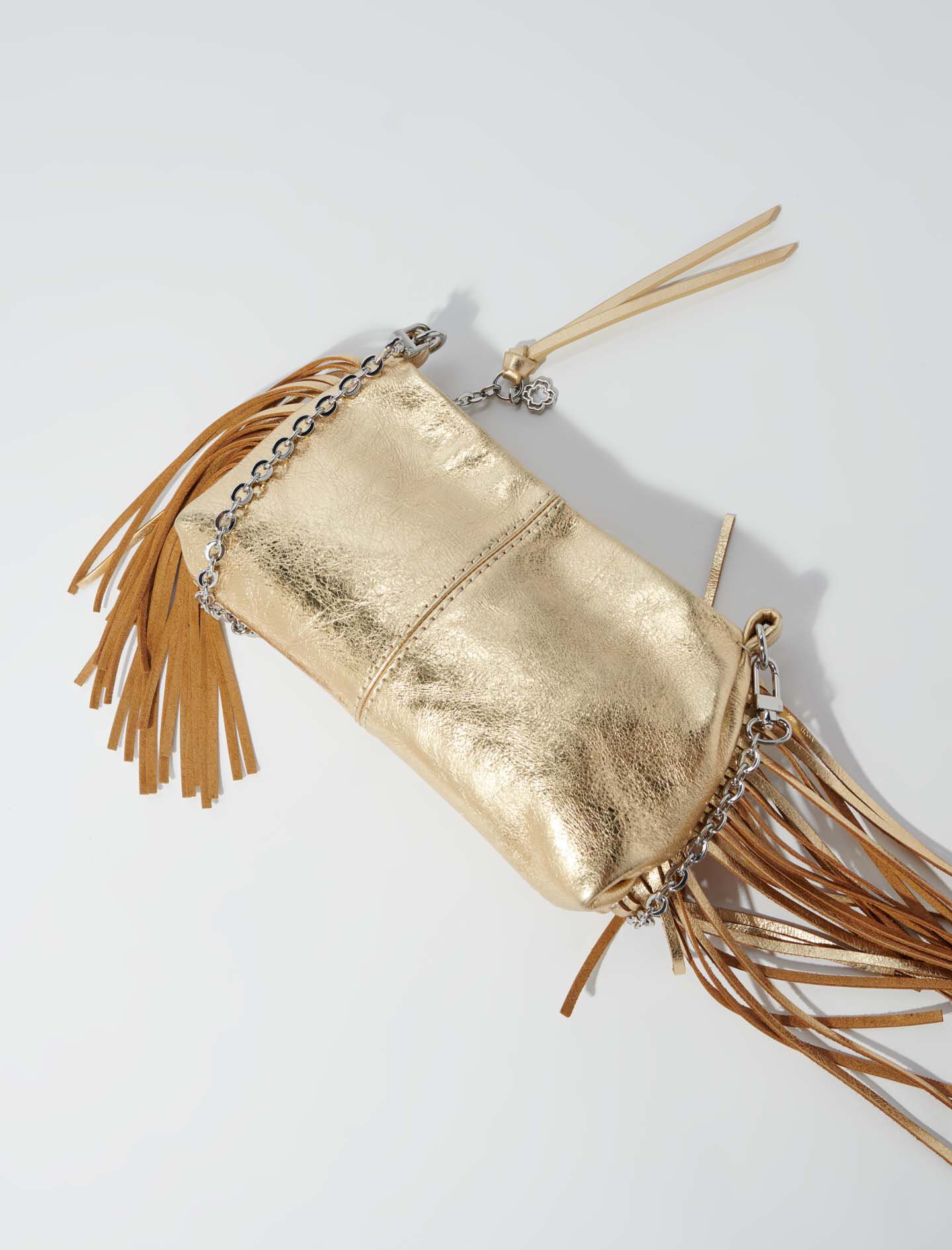 Metallic leather clutch top