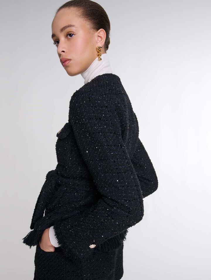 Sequinned tweed jacket
