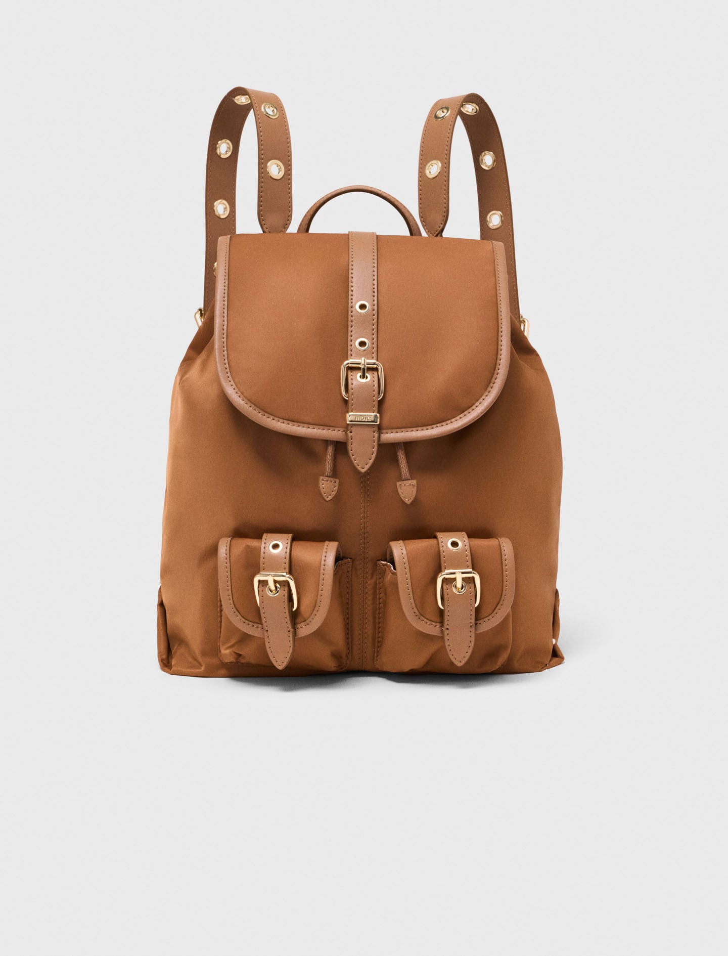 Leather and nylon backpack 12