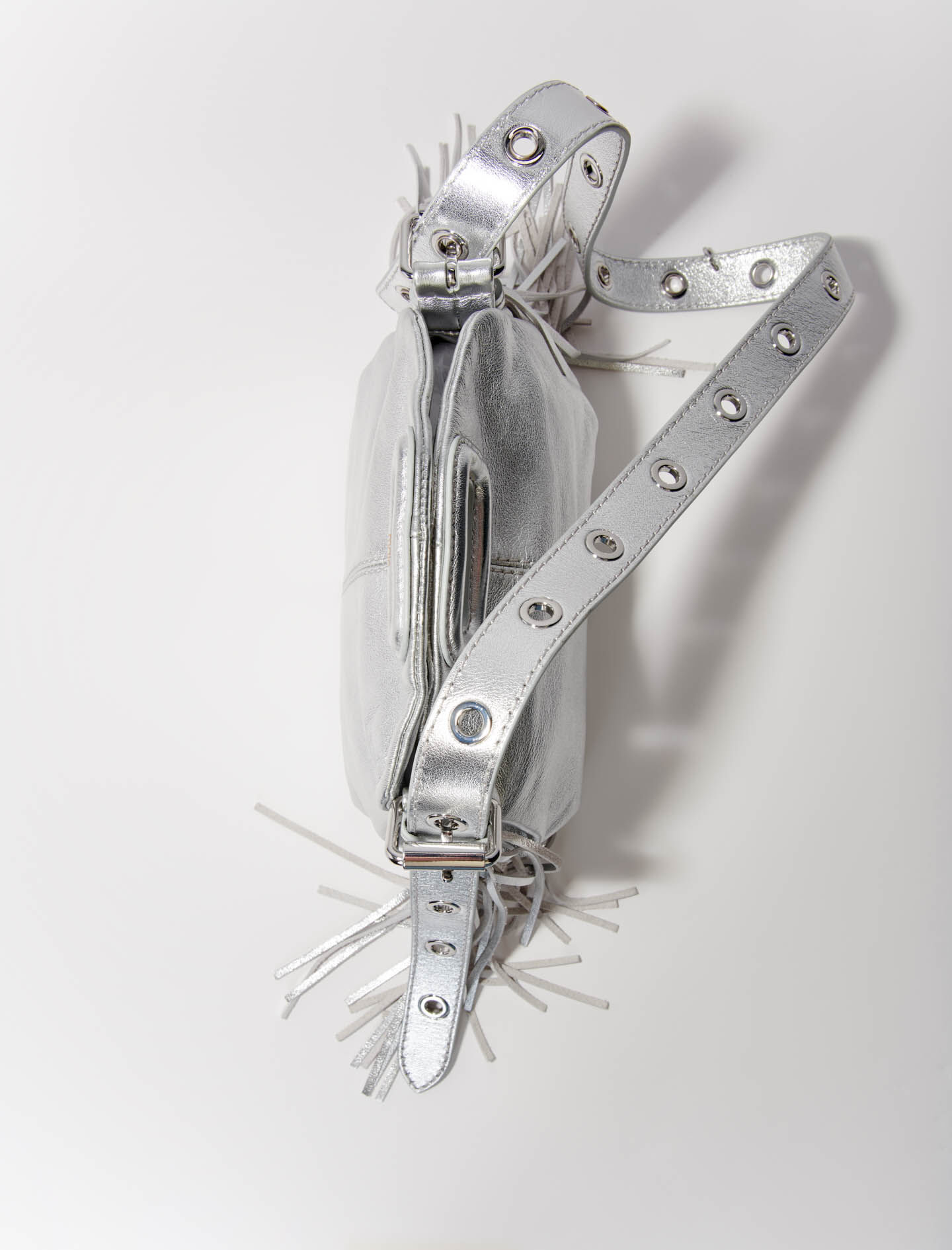 Metallic leather Miss M Mini bag Black / Gray for Women | Maje