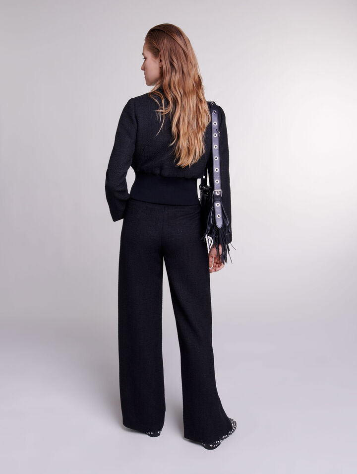 Wide-leg tweed trousers