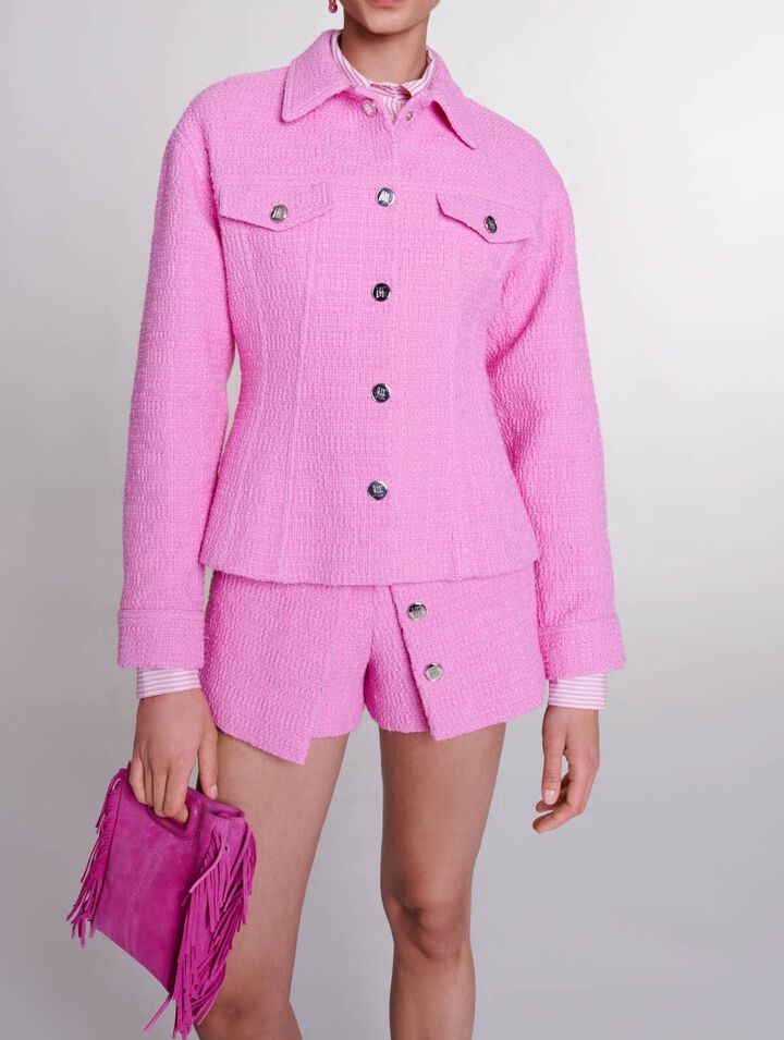 Panelled tweed shorts
