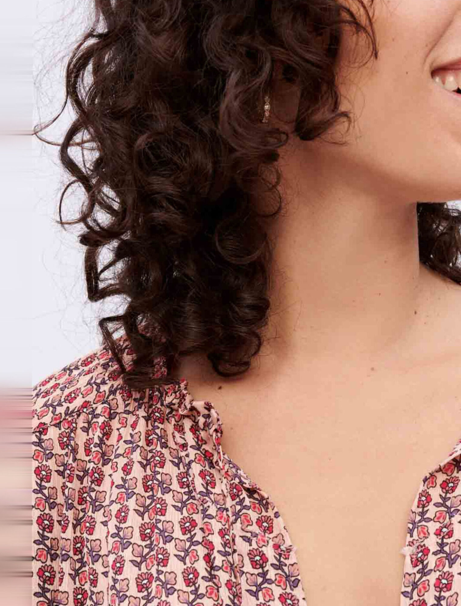 Flounced printed flowing dress