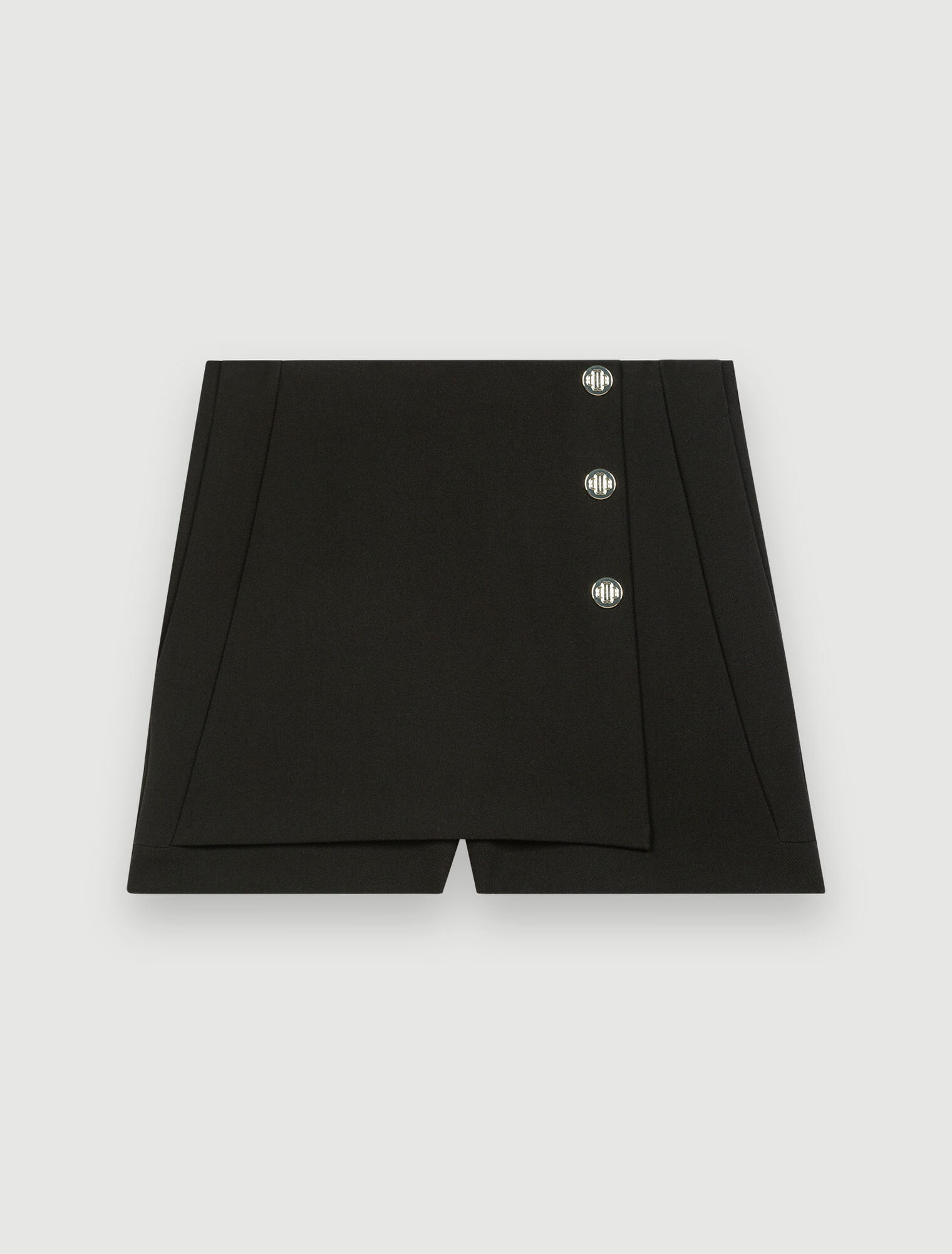 Black trompe l’oeil shorts with details