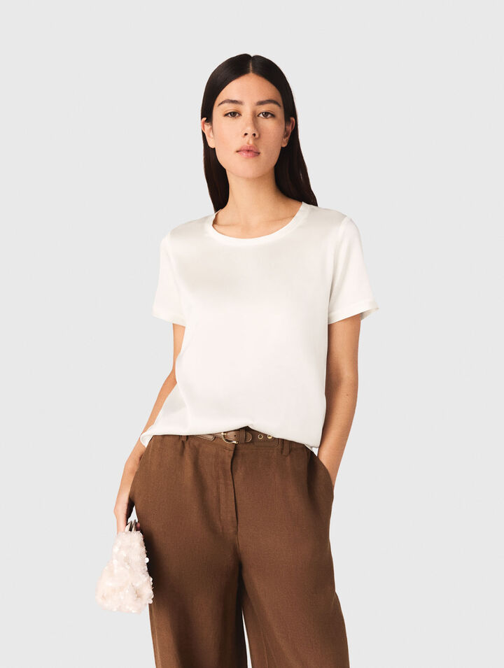Short-sleeved silk top
