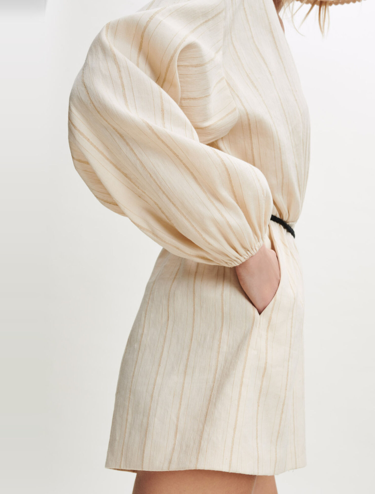 Combination shorts in linen and cotton