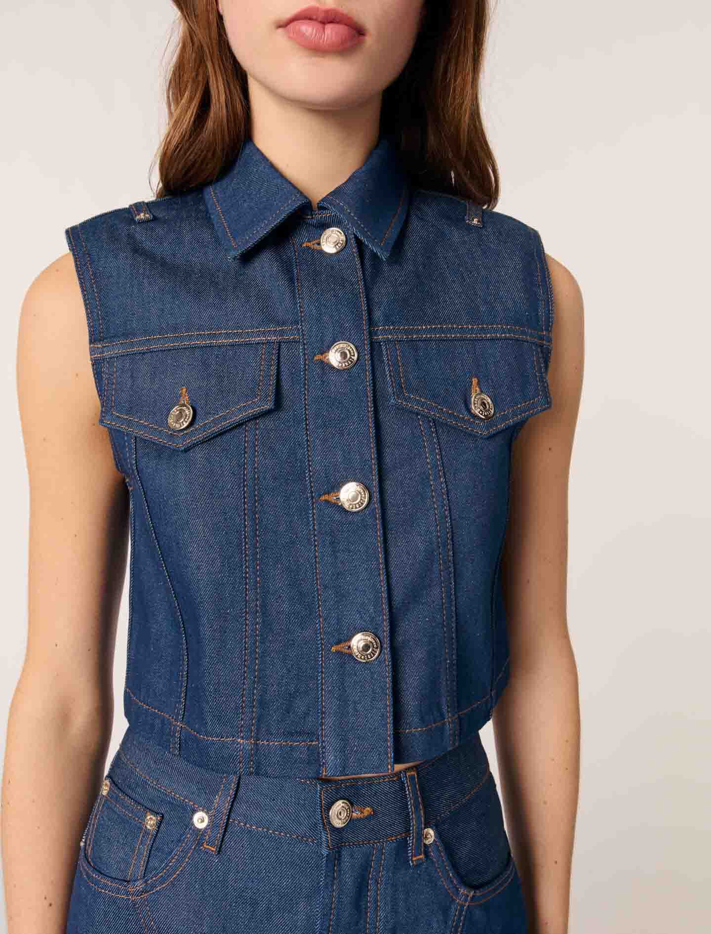 Denim cropped jacket Blue for Women | Maje