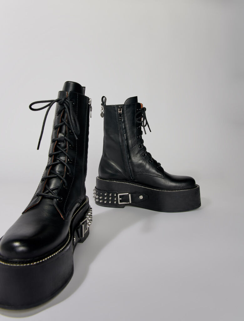 Combat boots with punk details