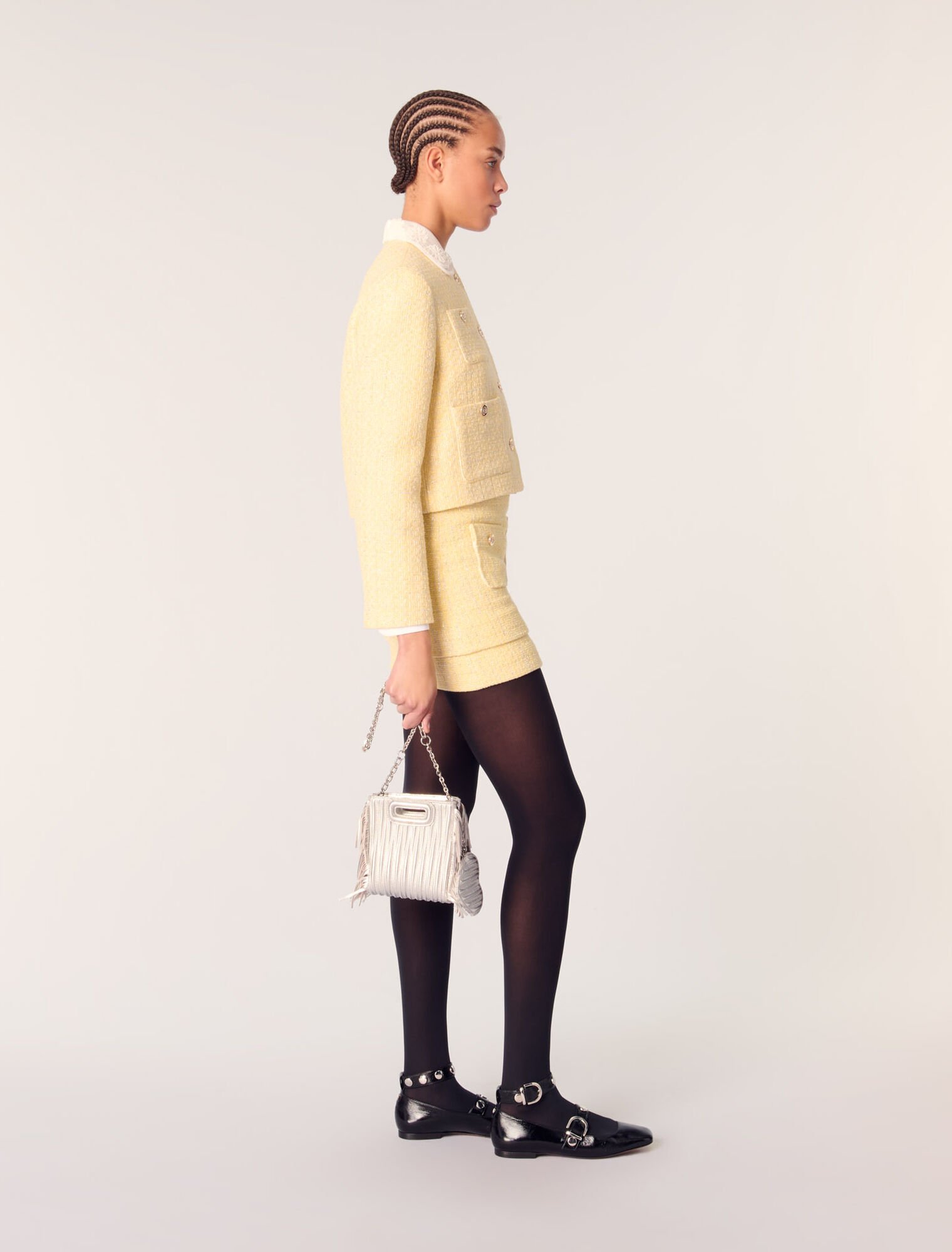Short tweed and lurex jacket