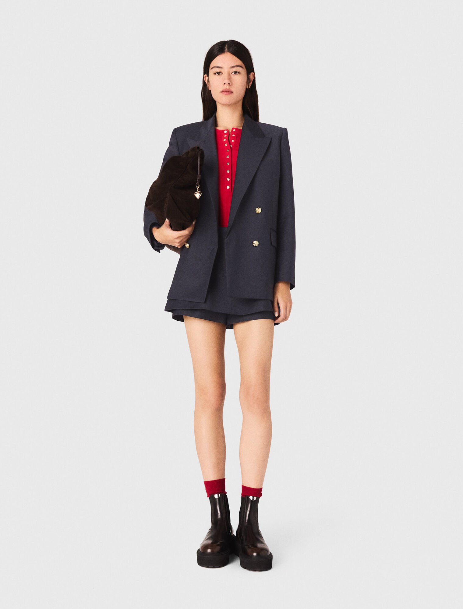 Suit jacket with gold buttons