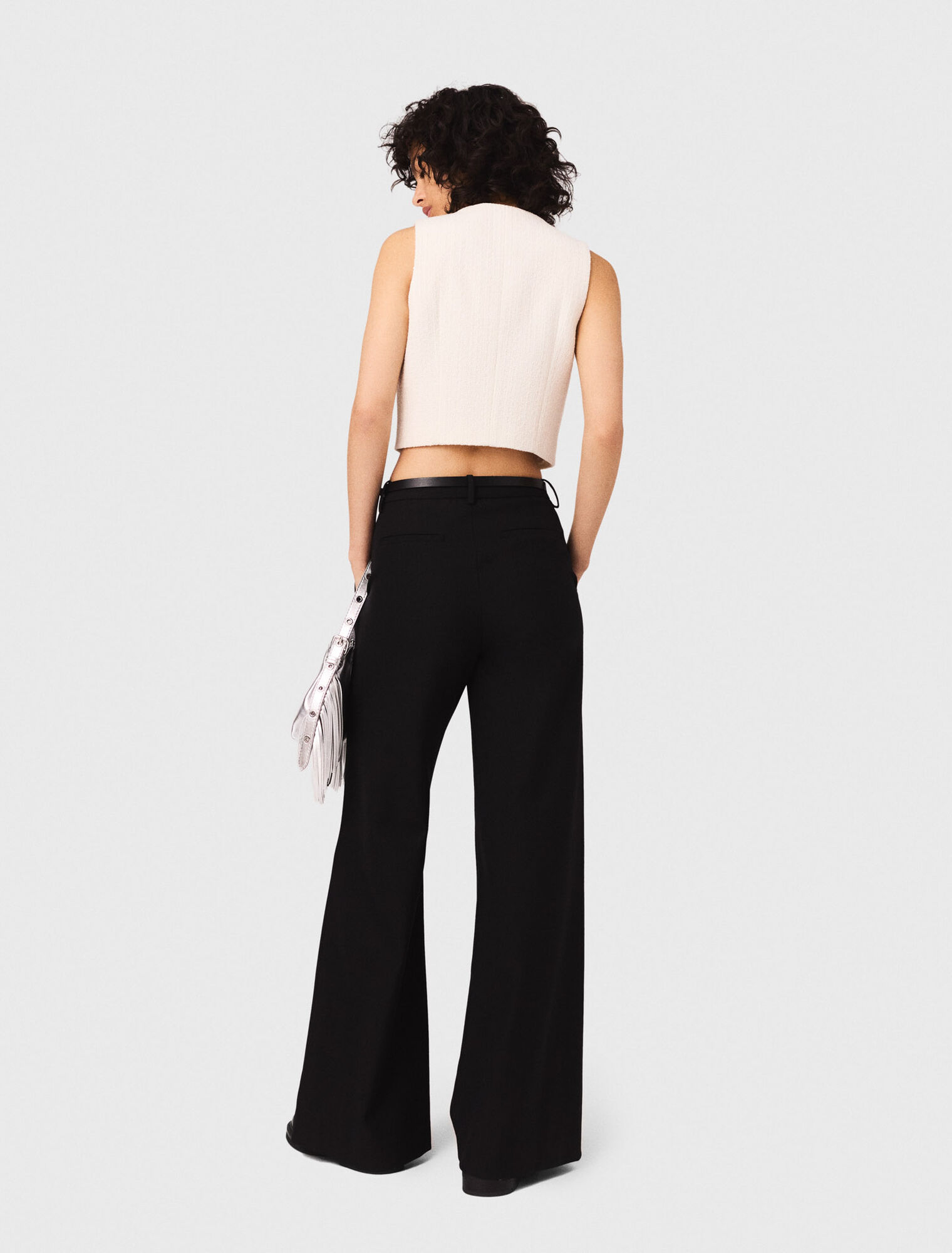 Sleeveless tweed lurex top