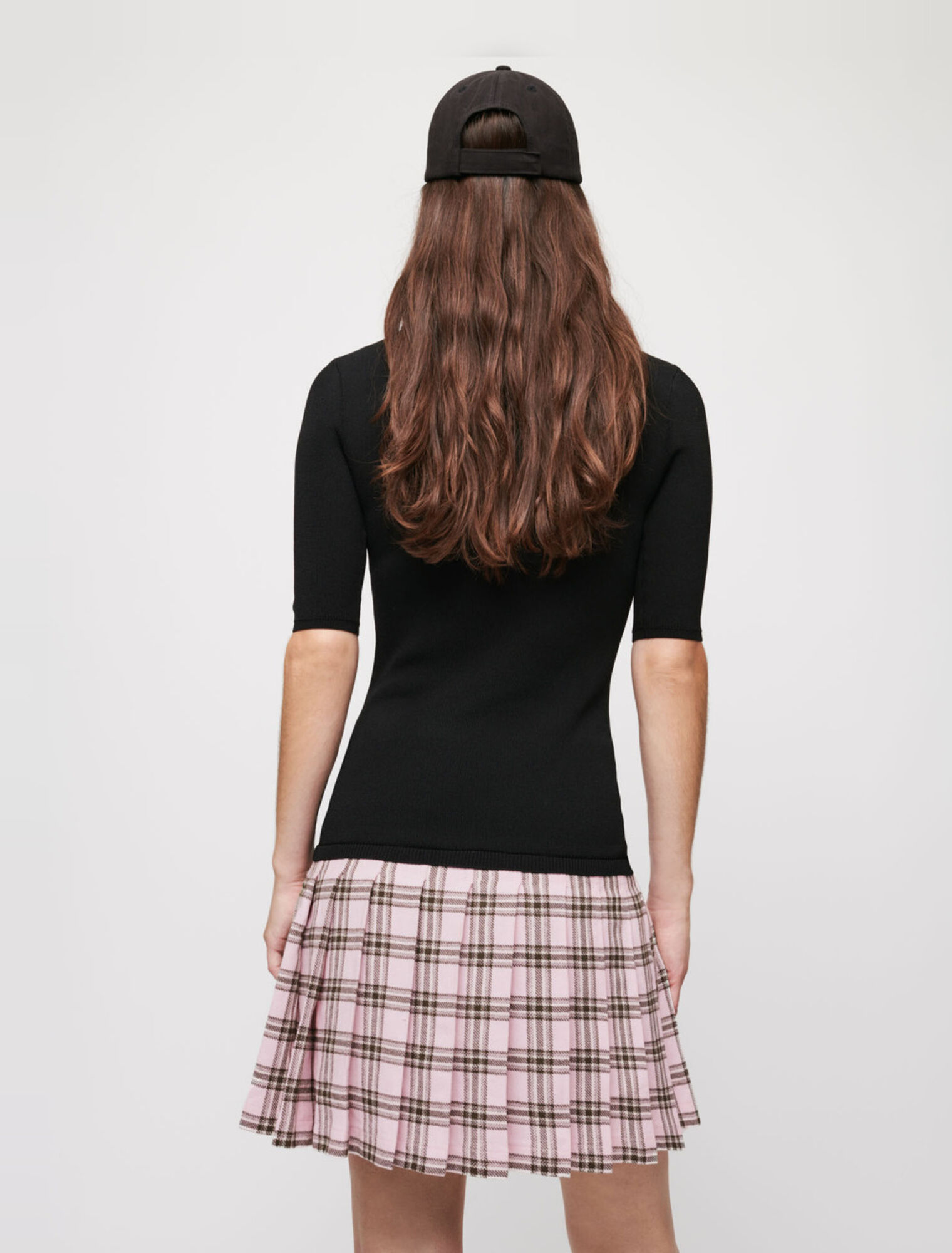 Checked wool and knit dress