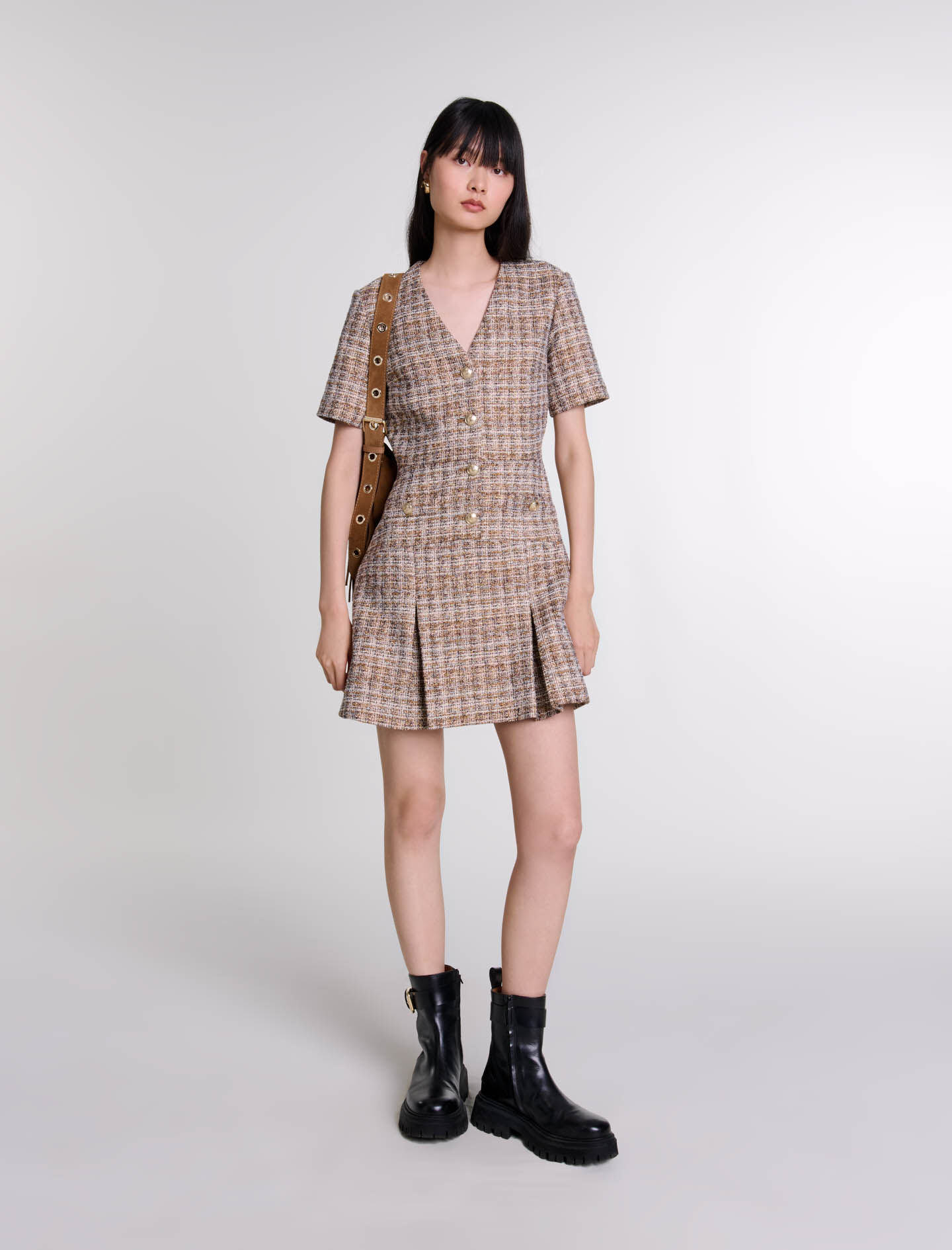 Maje tweed shirt dress shop