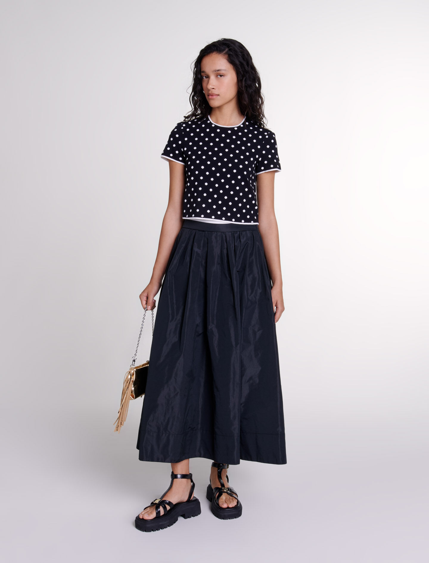 Long skirt with contrast waistband Maxi skirts Maje