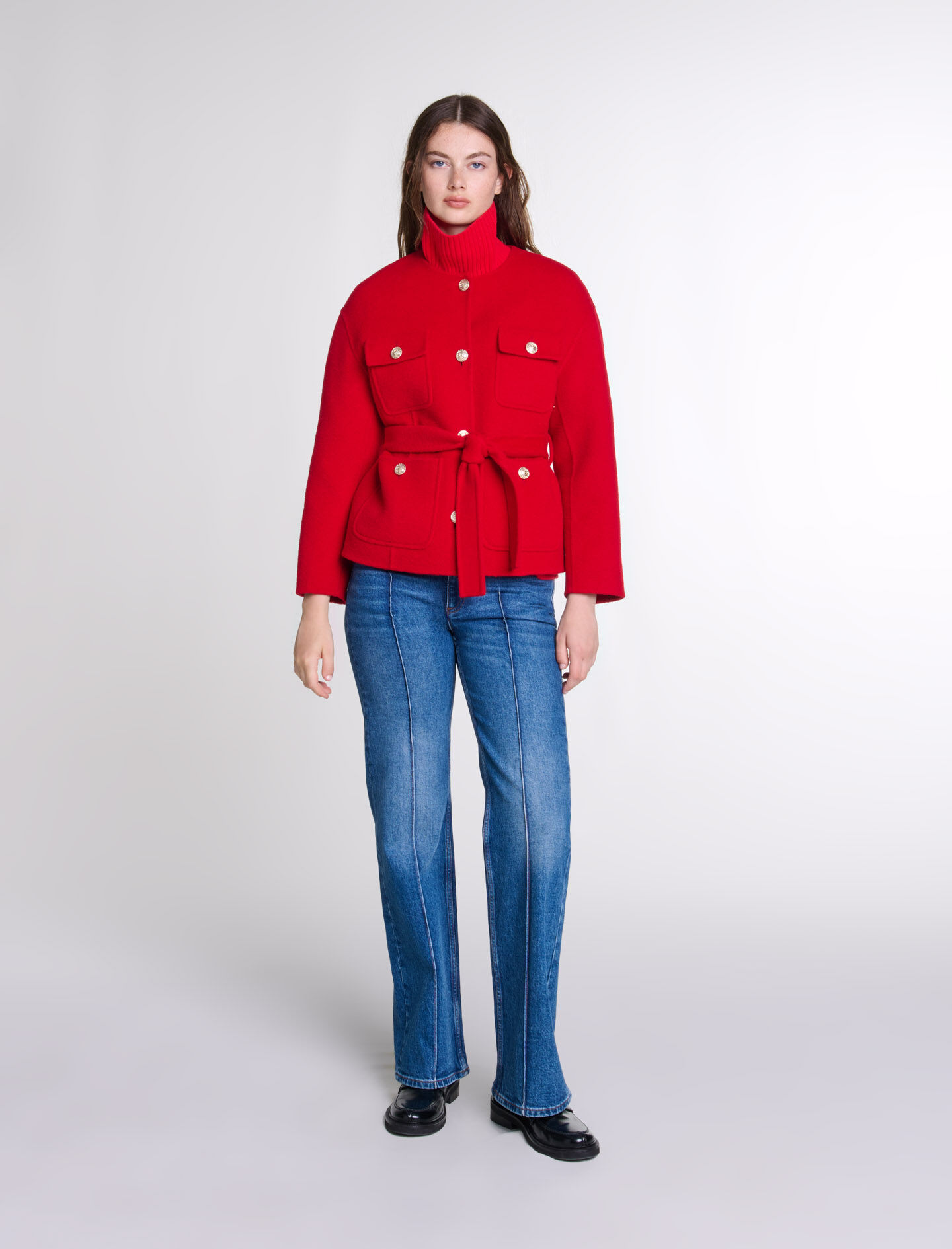 Maje belted double face coat sales