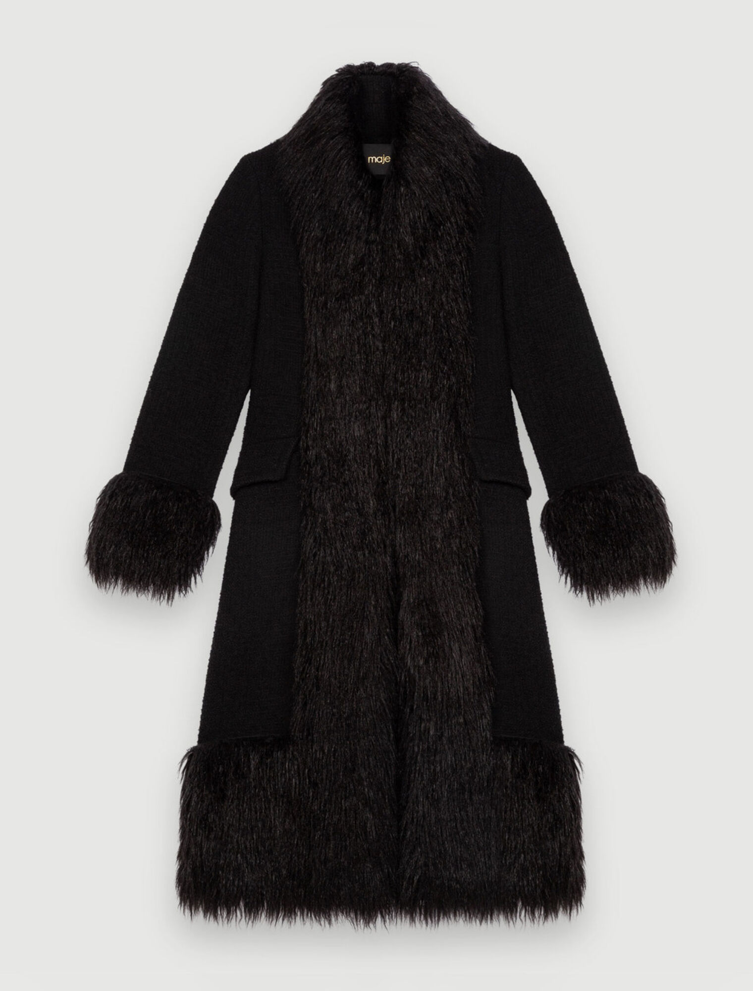 Contrast faux fur coat