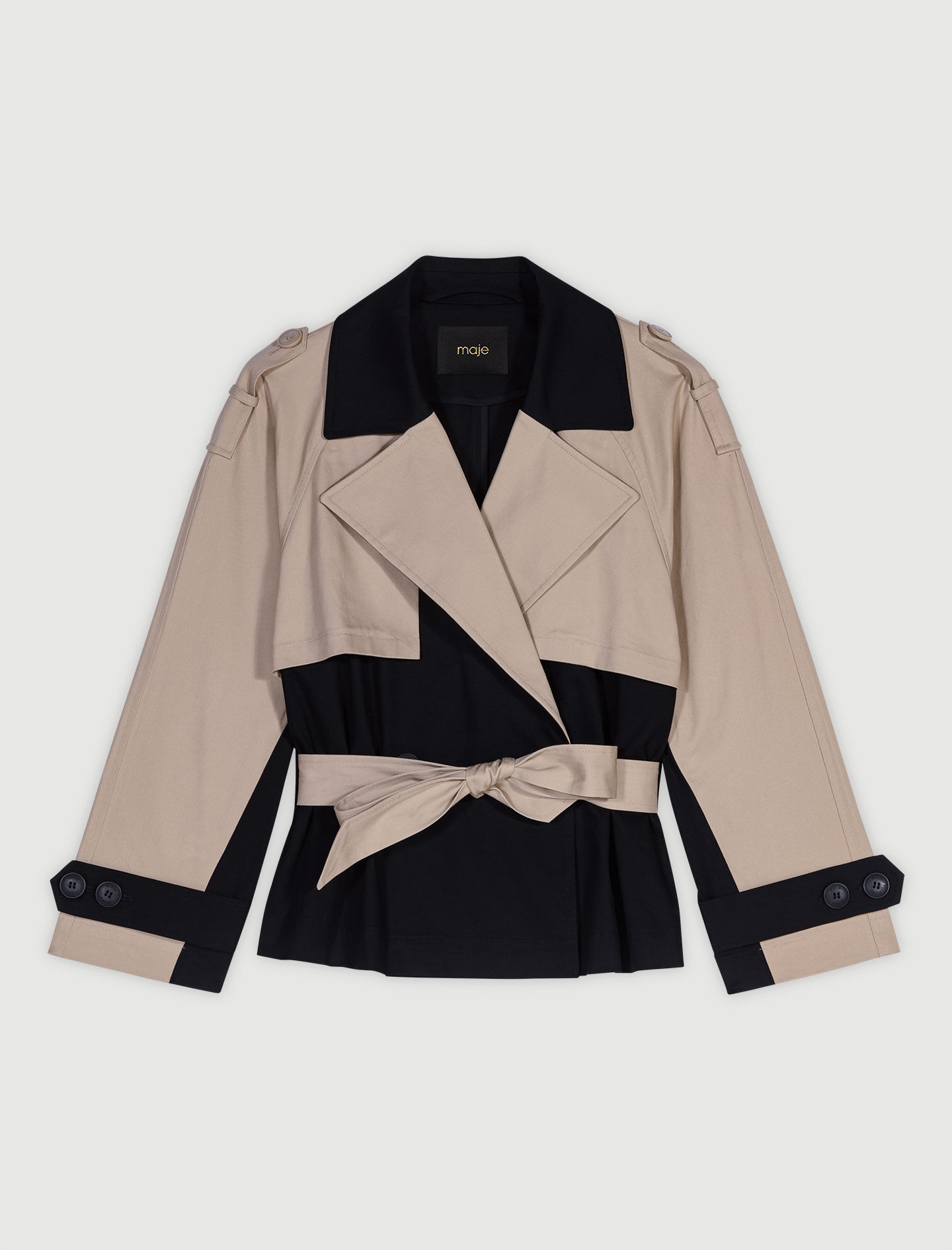 Short two-tone trench coat - Short coats | Maje