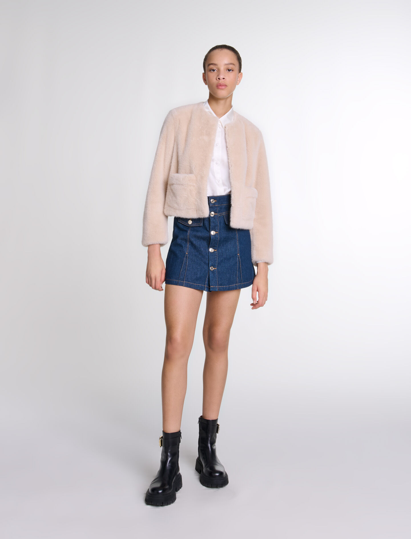 Cropped faux fur jacket Blazers Maje