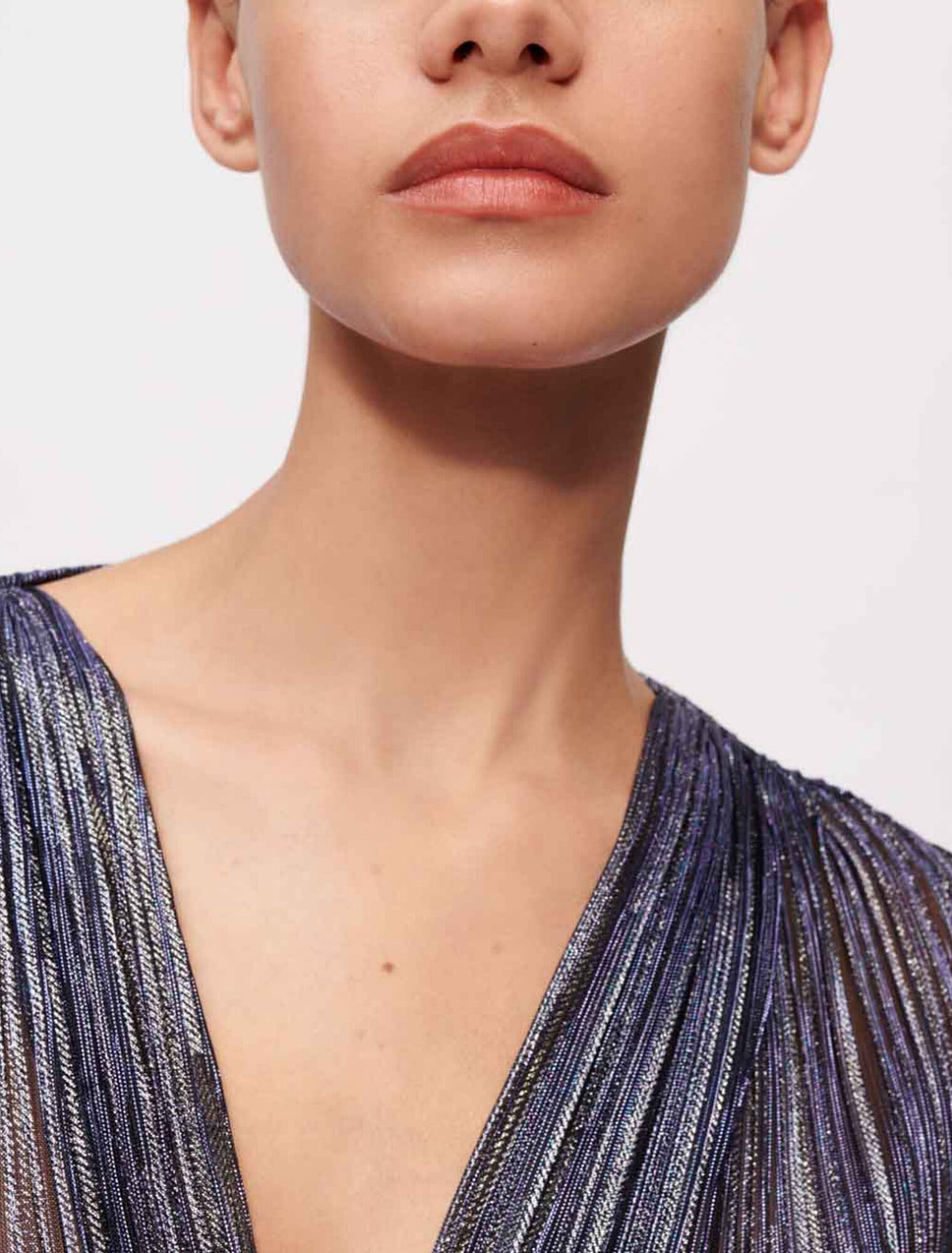 Fully draped lamé dress
