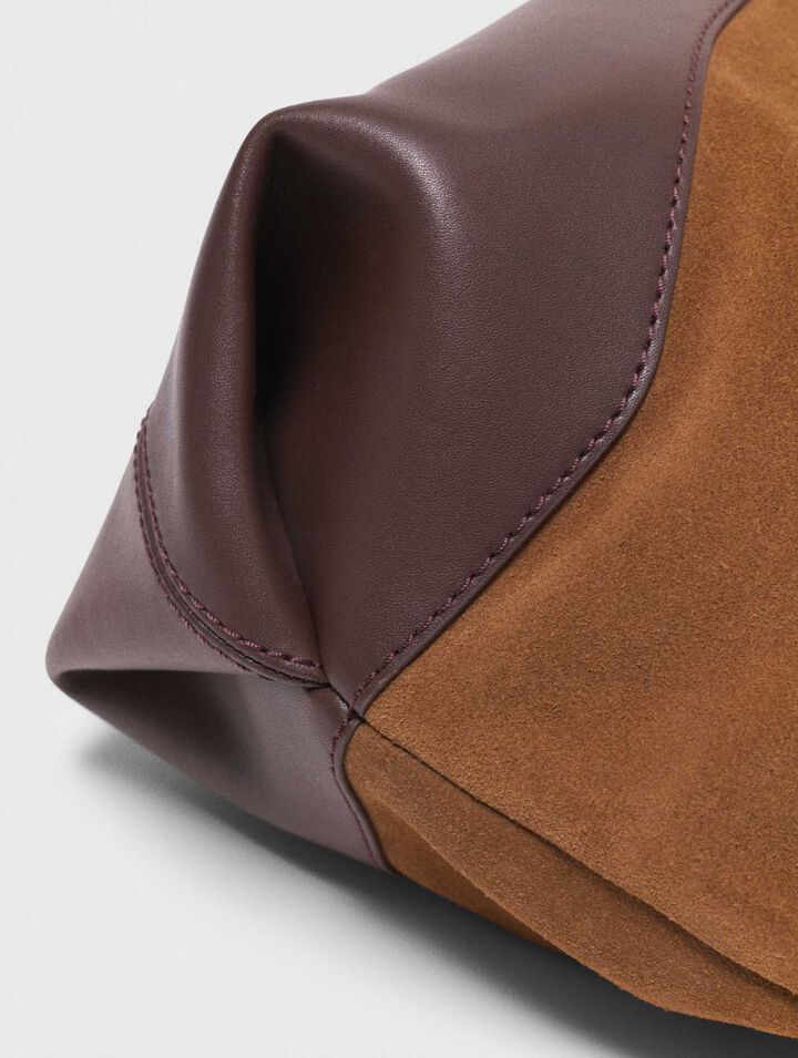 Leather and suede M Tote bag
