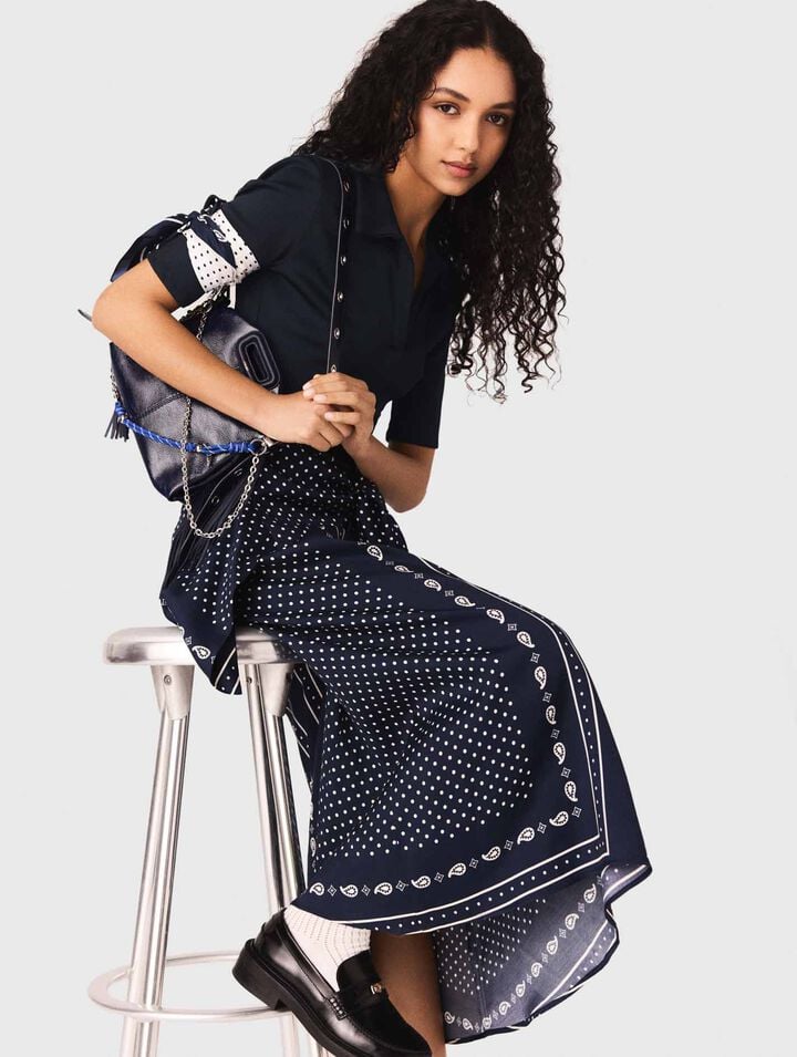 Patterned mixed-material dress