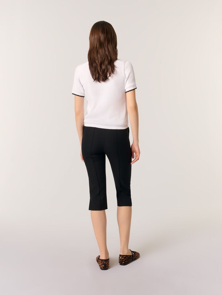 Pointelle knit crochet polo shirt