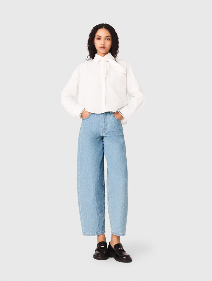 Textured balloon jeans